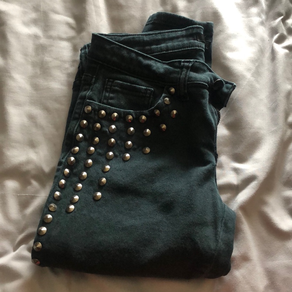 DONATED • Black Studded Jean Capris